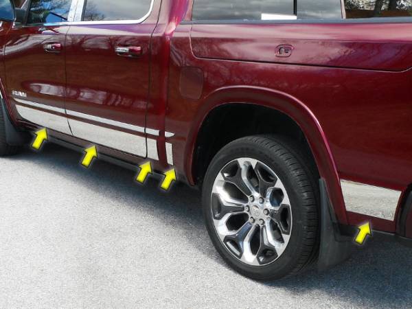 QAA - TH59935 Stainless Steel Rocker Panel Trim 10Pc 2019-2024 Ram Trucks Ram QAA