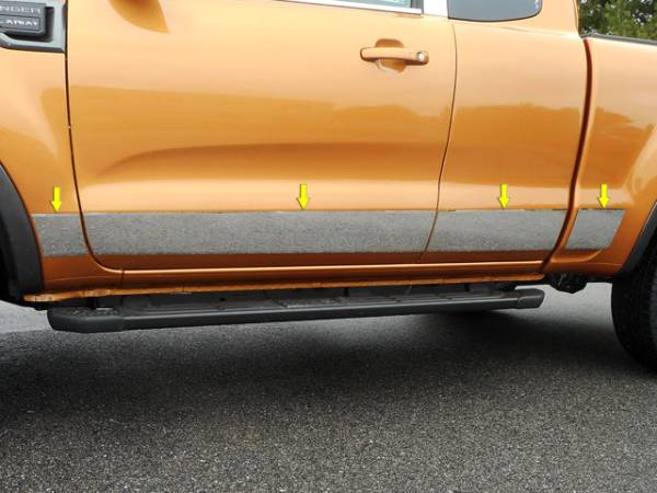 QAA - TH59348 Stainless Steel Rocker Panel Trim 8Pc 2019-2023 Ford Ranger QAA