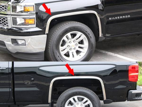 QAA - WZ54181 Molded Stainless Steel Wheel Well Fender Trim 4Pc 2014-2015 Chevrolet Silverado QAA