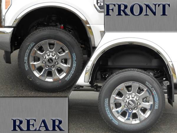 QAA - WZ57320 Molded Stainless Steel Wheel Well Fender Trim 4Pc 2017-2022 Ford F-250 & F-350 Super Duty QAA