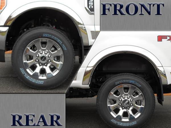 QAA - WZ57325 Molded Stainless Steel Wheel Well Fender Trim 4Pc 2017-2022 Ford F-250 & F-350 Super Duty QAA