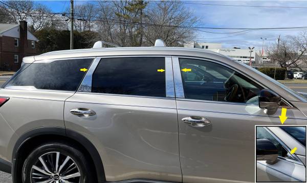 QAA - PP72037 Stainless Steel Pillar Trim 8Pc 2022-2023 Infiniti QX60 QAA