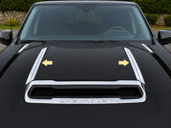 QAA - HT60184 Stainless Steel Hood Trim 2Pc 2020-2025 Chevrolet Silverado HD QAA