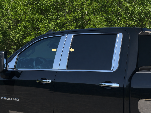 QAA - PP60152 Stainless Steel Pillar Trim 8Pc 2020-2025 Chevrolet Silverado 2500HD, 2020-2025 Chevrolet Silverado 3500HD QAA