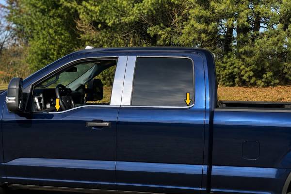 QAA - WS63325 Stainless Steel Window Sill Accent 4Pc 2023-2026 Ford F-250, 2023-2026 Ford F-350 Super Duty QAA
