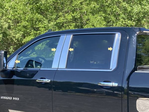 QAA - PP60152 Stainless Steel Pillar Trim 8Pc 2020-2027 Chevrolet Silverado 2500HD, 2020-2027 Chevrolet Silverado 3500HD QAA