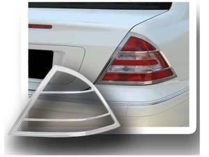 QAA - TL23081 Chrome Plated ABS plastic Tail Light Bezels 2Pc 2001-2007 Mercedes-Benz C Class QAA - Image 1