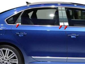 PP12676 Stainless Steel Pillar Trim 6Pc 2012-2019 Volkswagen Passat QAA