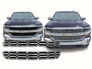 SGC56184 Chrome Plated ABS plastic Grille Overlay 2Pc 2016-2018 Chevrolet Silverado QAA