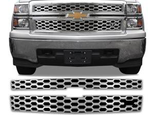 SGC54182 Chrome Plated ABS plastic Grille Overlay 2Pc 2014-2015 Chevrolet Silverado QAA