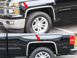 WZ54181 Molded Stainless Steel Wheel Well Fender Trim 4Pc 2014-2015 Chevrolet Silverado QAA