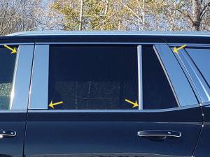 PP61192 Stainless Steel Pillar Trim 8Pc 2021-2025 Chevrolet Tahoe, 2021-2024 GMC Yukon QAA