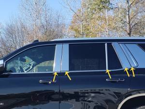 PP61193 Stainless Steel Pillar Trim 10Pc 2021-2025 Chevrolet Tahoe, 2021-2024 GMC Yukon QAA