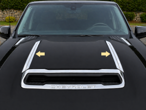 HT60184 Stainless Steel Hood Trim 2Pc 2020-2025 Chevrolet Silverado HD QAA